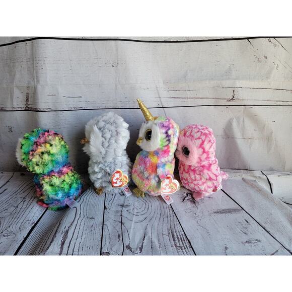 ty beanie boos lot 4 Owls enchanted Owlett Owen Pinky Stuffed Animals - Picture 6 of 12